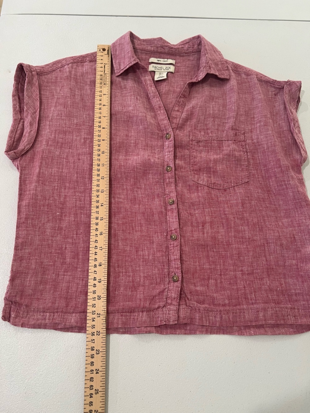 Rachel Zoe Linen Button Front Shirt mauve color S - Picture 10 of 11